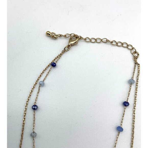 Iron Orchid Studio Double Strand Dainty Blue Beaded Necklace Mini Heart Pendant - Picture 4 of 4